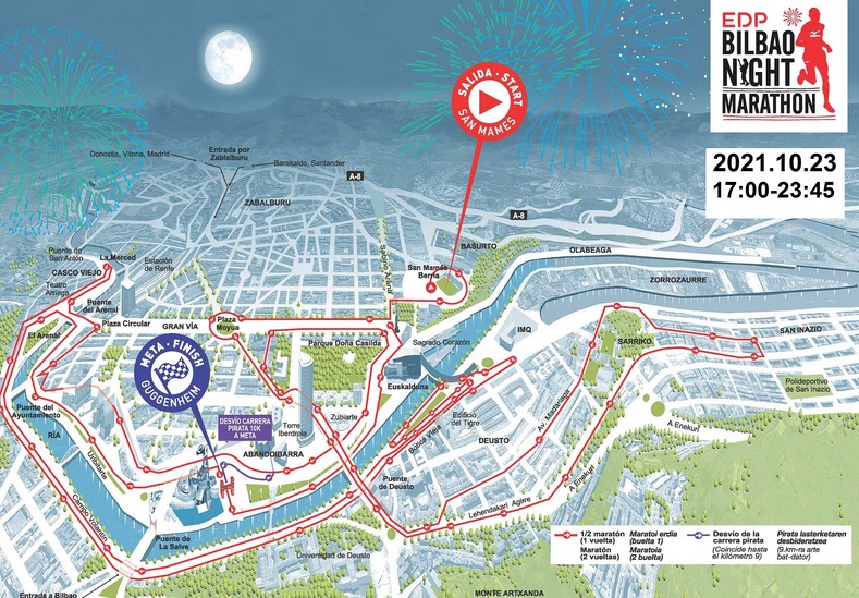 La XII edición del EDP Bilbao Night Marathon afectará al tráfico en el centro este sábado 23 de octubre